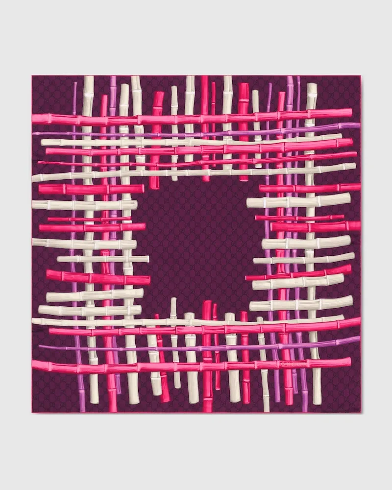 Gucci Vierecktuch aus Seidentwill mit Print Pink