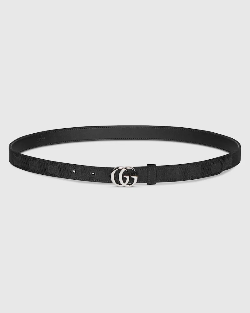 Gucci Schmaler GG Marmont Gürtel, Größe 95 Schwarz