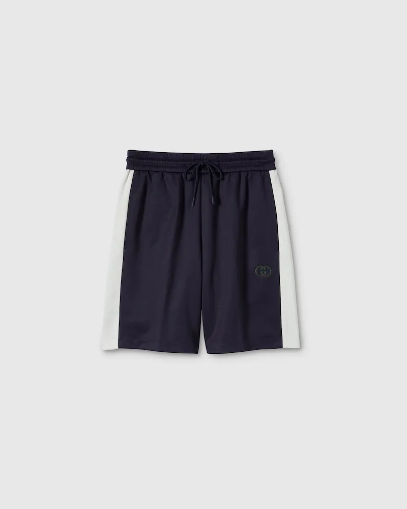 Gucci Shorts aus Technischem Jersey Mit Stickerei, Größe Blau