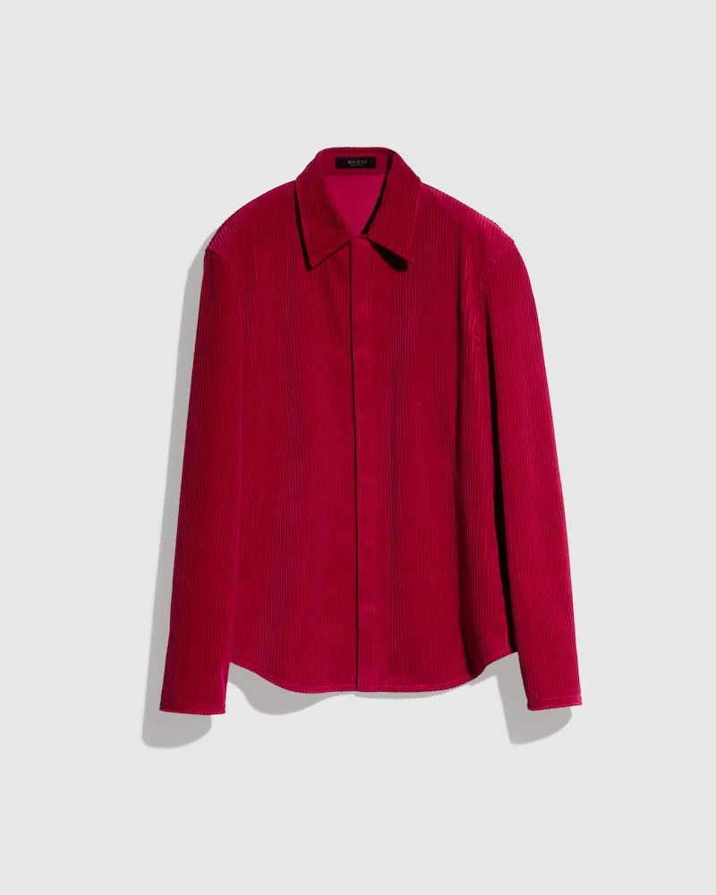 Gucci Hemd aus Baumwollcord, Größe Rot