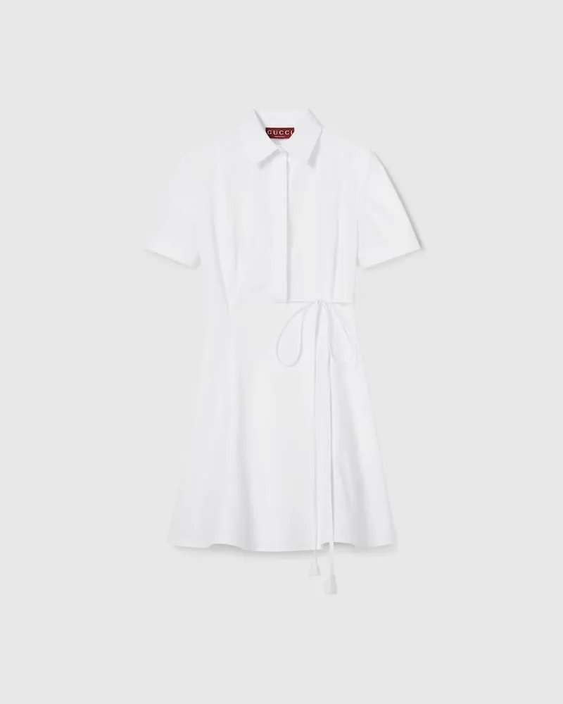 Gucci Kleid aus Schwerem Baumwollpopeline Mit Prägung, Größe Weiß
