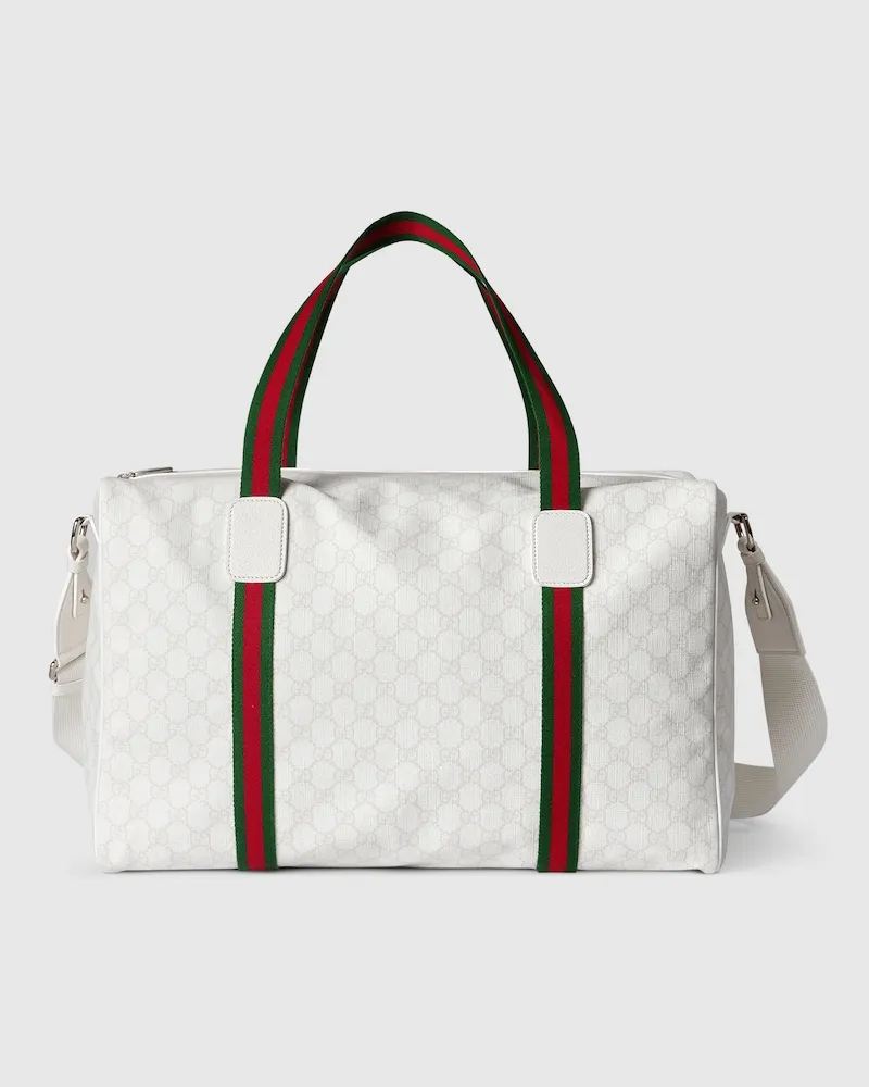 Gucci Mittelgroße Reisetasche Mit Web Weiß