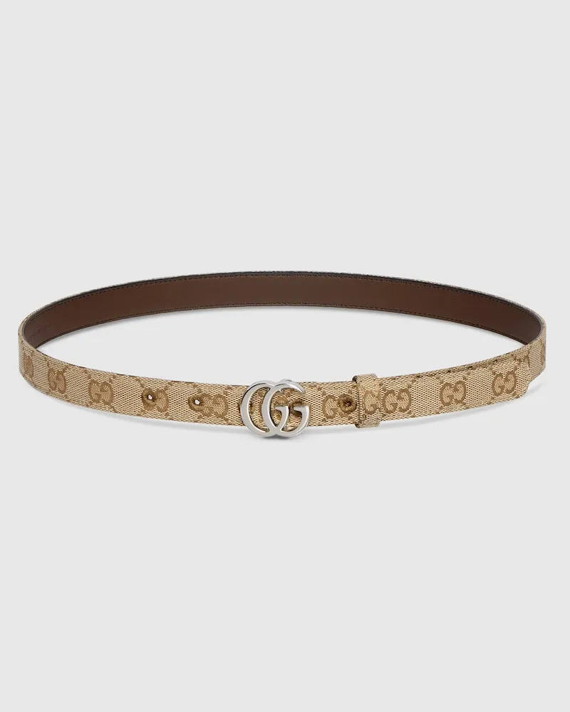 Gucci Schmaler GG Marmont Gürtel, Größe 95 Beige