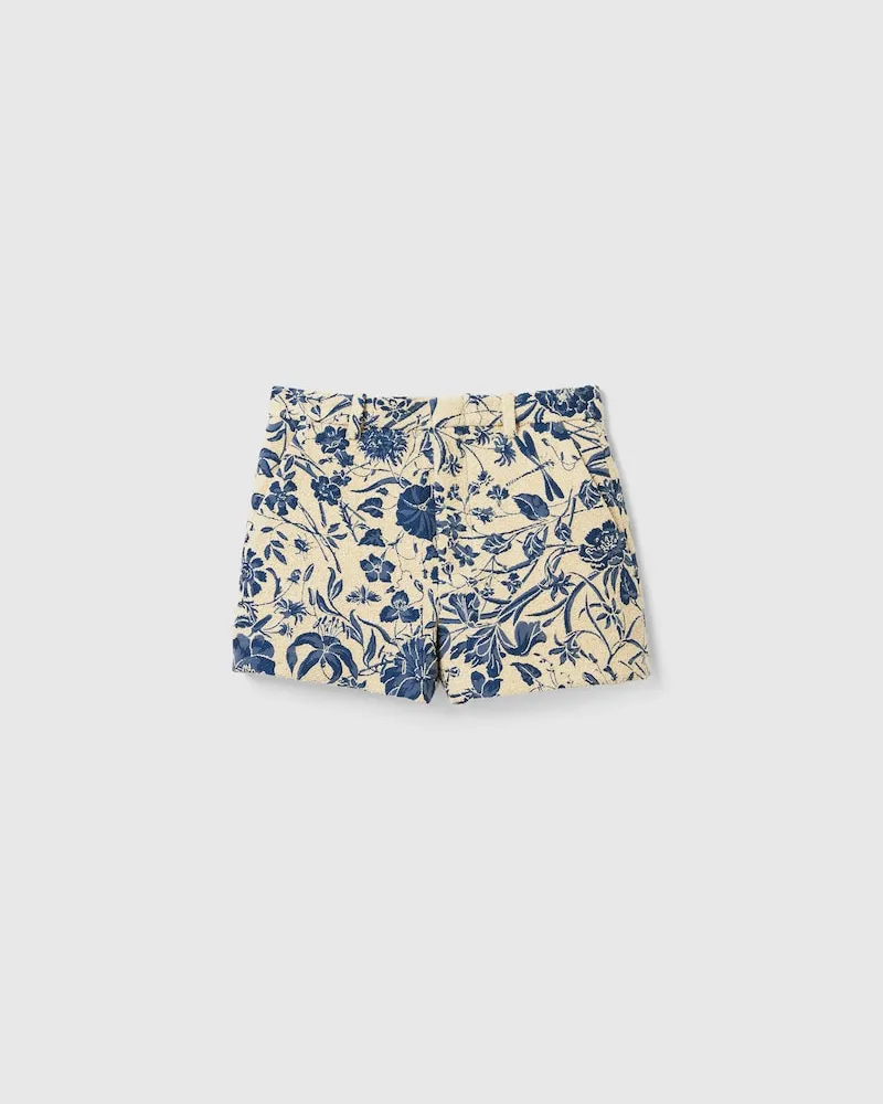 Gucci Shorts aus Flora-Baumwollbouclé-Jacquard, Größe Blau