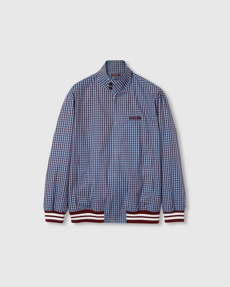 Gucci Jacke aus Baumwolle Mit Vichykaro Und Stickerei, Größe Blau