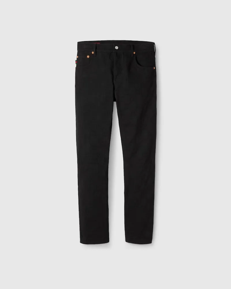 Gucci Hose aus GG Denim-Jacquard, Größe Schwarz