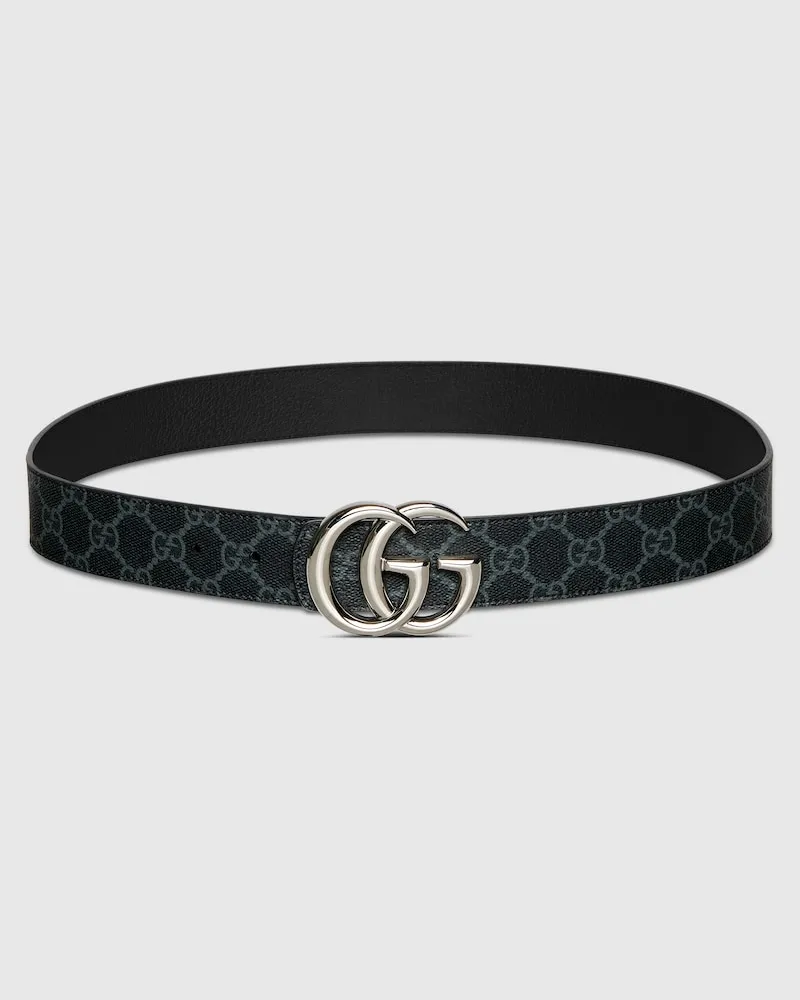 Gucci Wendbarer GG Marmont Gürtel, Größe 95 Schwarz
