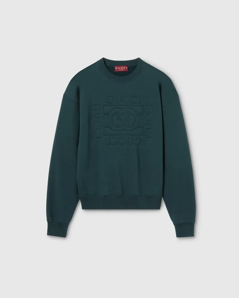 Gucci Sweatshirt aus Gebürstetem Baumwolljersey, Größe Grün