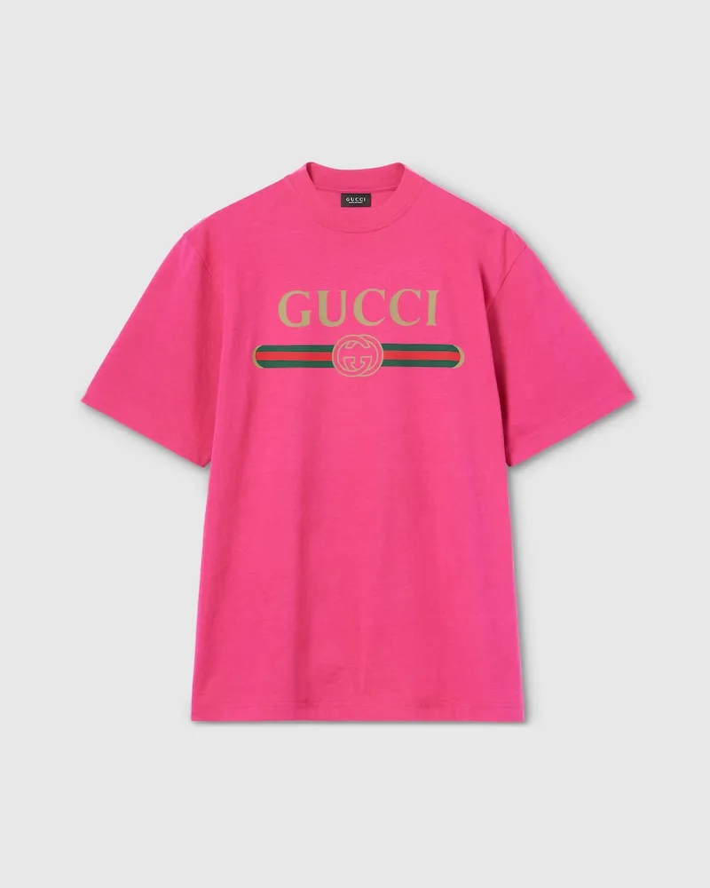 Gucci T-Shirt aus Jersey aus Seidenmischung Mit Print, Größe Pink