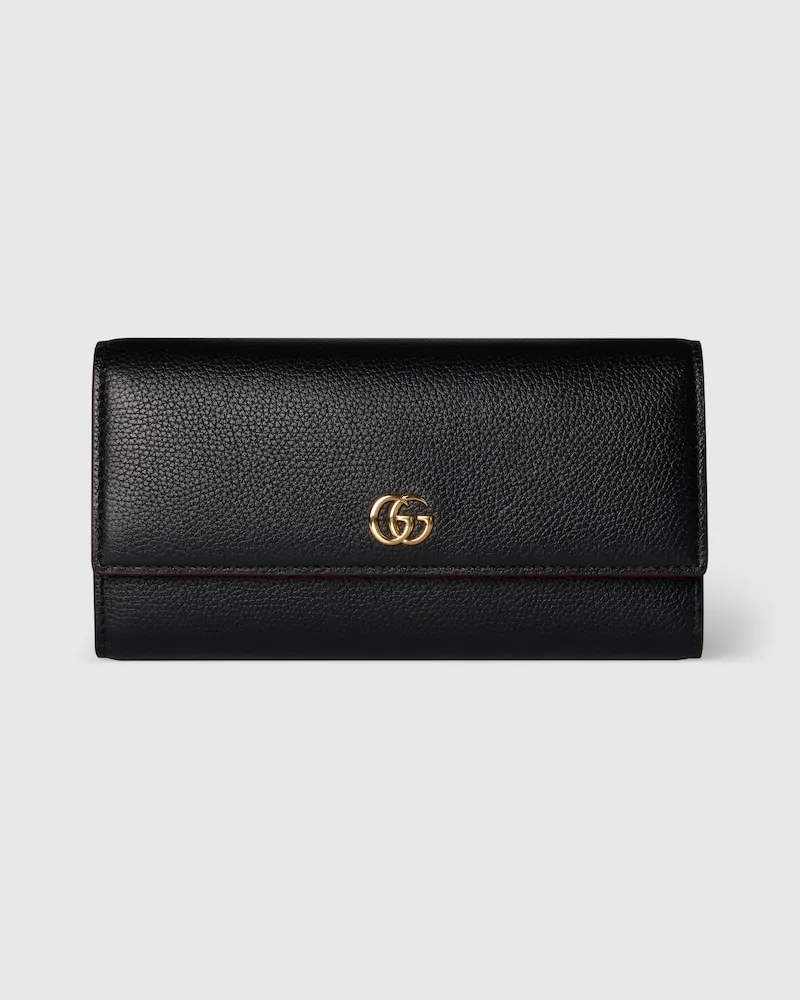 Gucci Zweifarbige GG Marmont Continental Brieftasche Schwarz