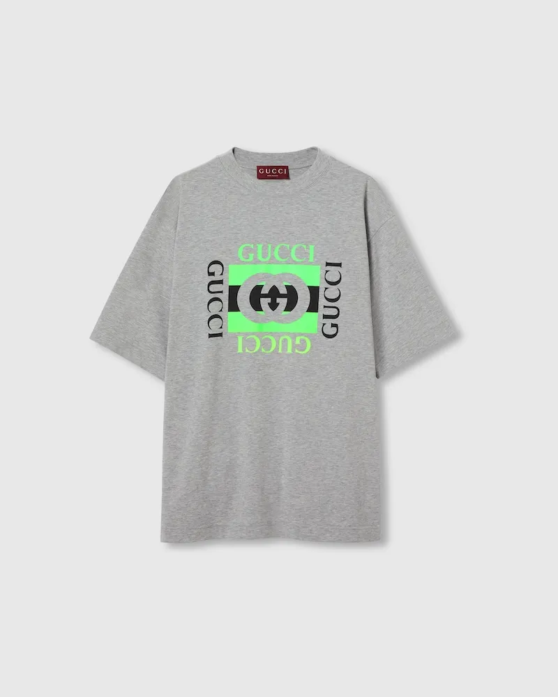 Gucci T-Shirt aus Baumwolljersey Mit Print, Größe Grau