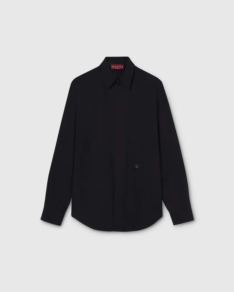 Gucci Hemd aus Stückgefärbtem Popeline, Größe Schwarz