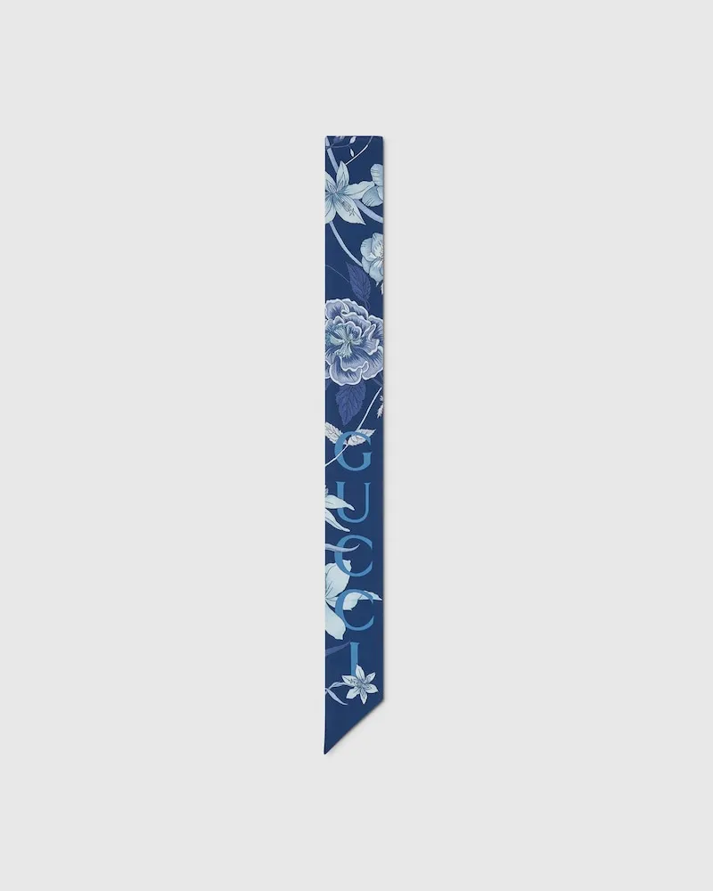 Gucci Band aus Seidentwill Mit Print Blau
