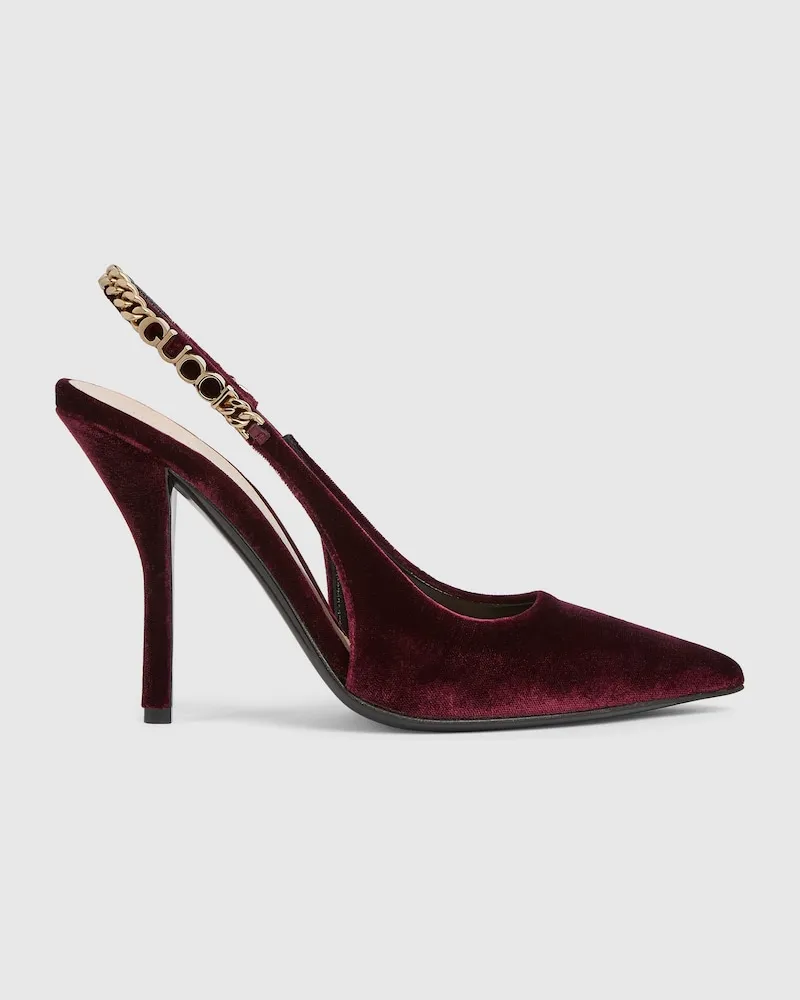 Gucci Signoria Pumps Mit Fersenriemchen, Größe Bordeauxrot