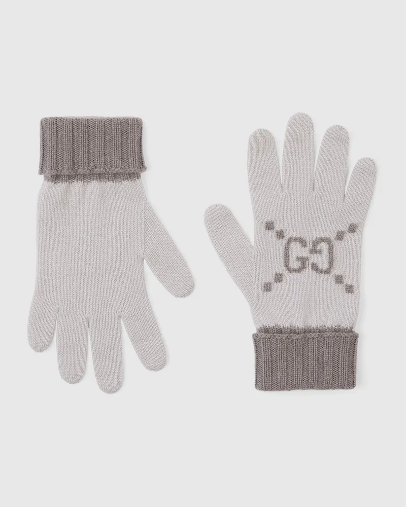 Gucci Handschuhe aus GG Kaschmirjacquard, Größe Grau