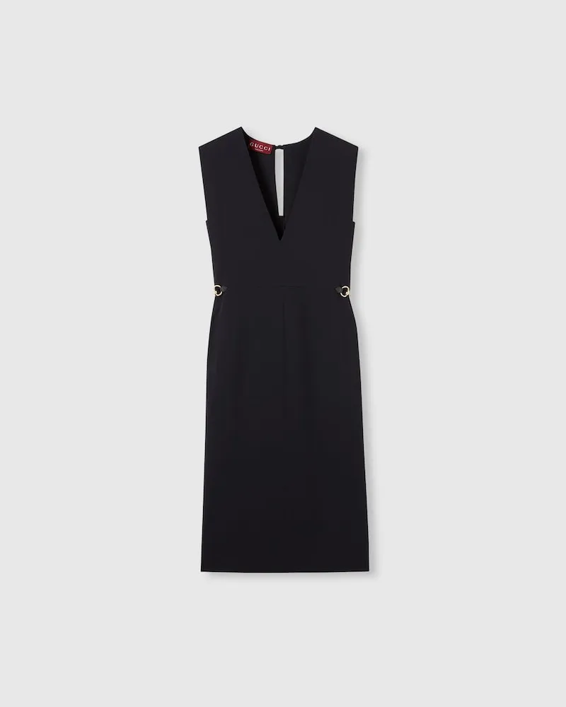 Gucci Kleid aus Satin Mit Horsebit, Größe Schwarz