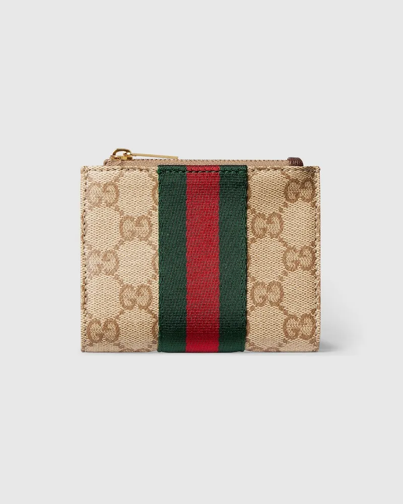 Gucci Kleine Brieftasche mit Web Beige