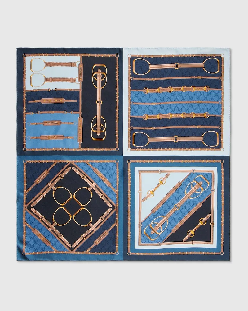 Gucci Vierecktuch aus Seidentwill-Jacquard mit Print Blau