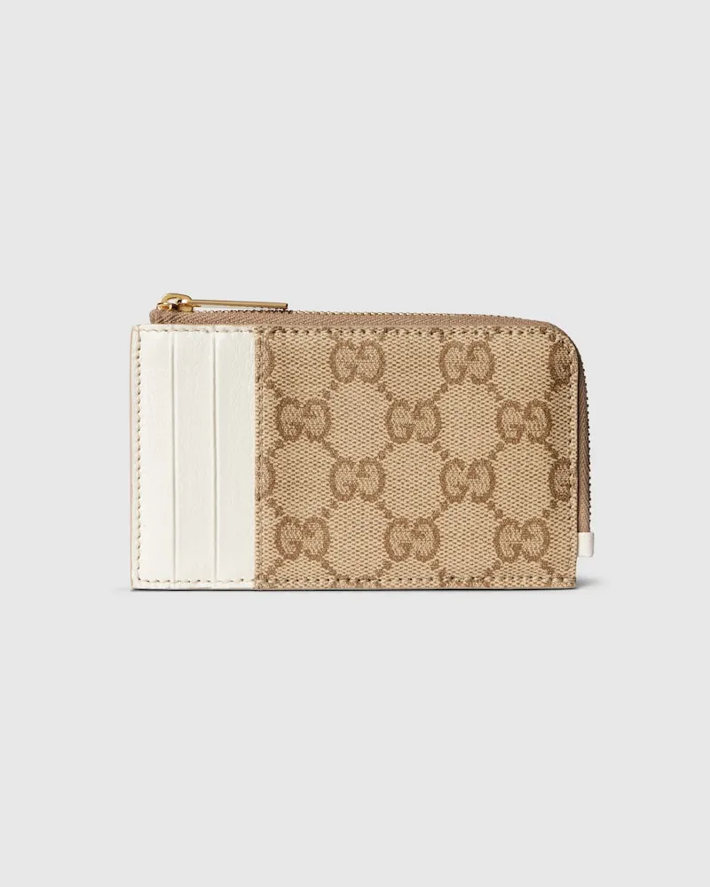 Gucci Kartenetui mit Reißverschluss Und Farbigen Fächern Beige