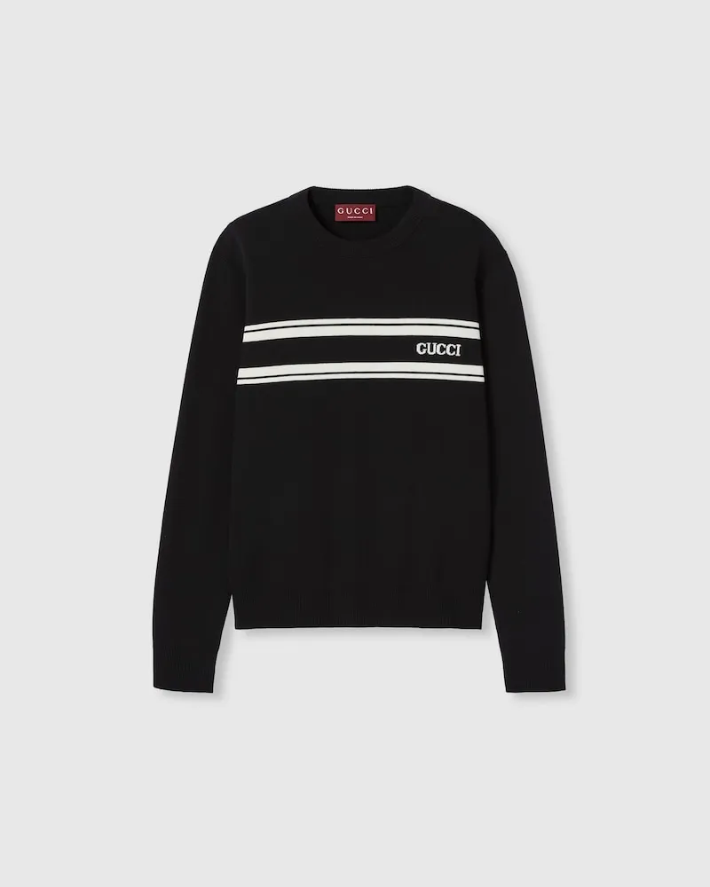 Gucci Pullover aus Seide Und Baumwolle Mit Intarsie, Größe Schwarz