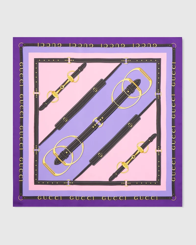 Gucci Vierecktuch aus Seidentwill Mit Print Violett