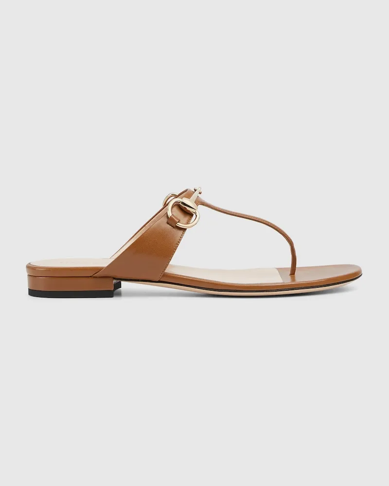 Gucci Damen-Zehensandale Mit Horsebit, Größe Braun