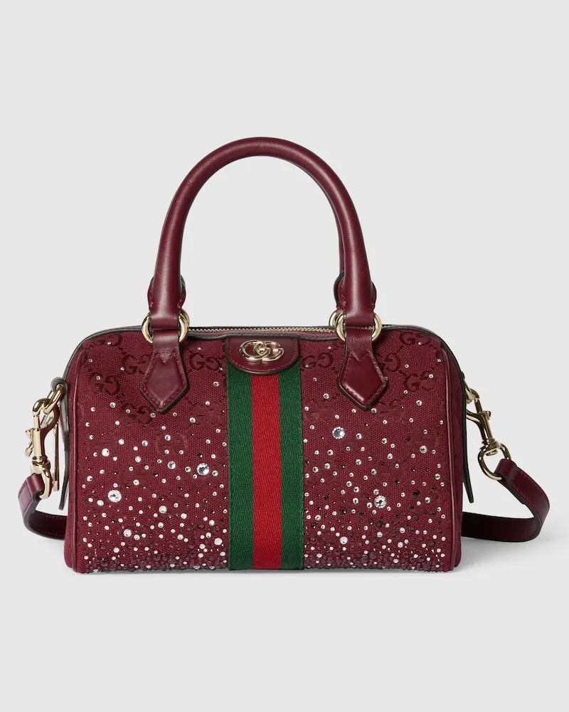 Gucci Kleine Ophidia Boston Bag Mit Kristallen Beige