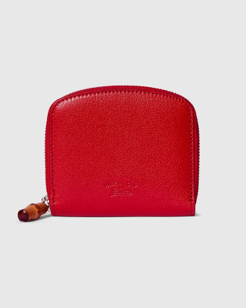 Gucci Kleine Brieftasche mit Bambus Rot