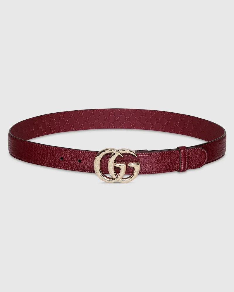 Gucci Schmaler GG Marmont Gürtel, Größe 95 Bordeauxrot