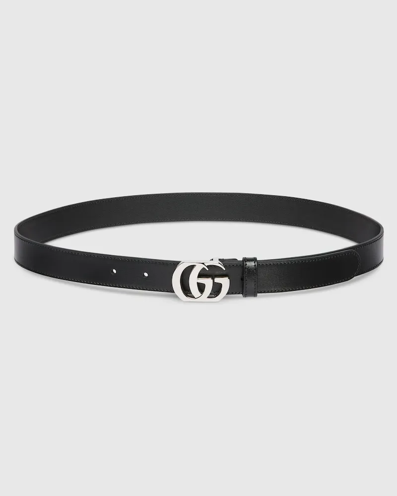 Gucci Cut GG Marmont Schmaler Gürtel Schwarz