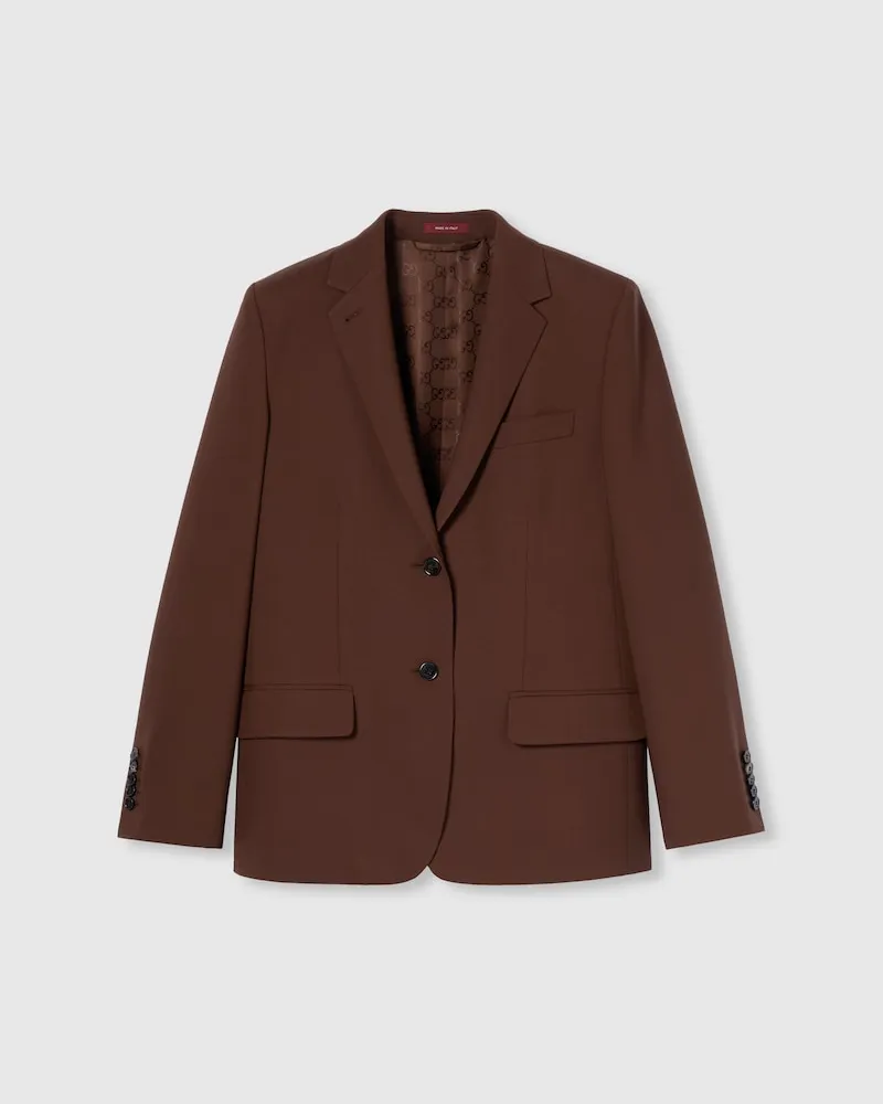 Gucci Blazer aus Leichter Stretchwolle, Größe Braun