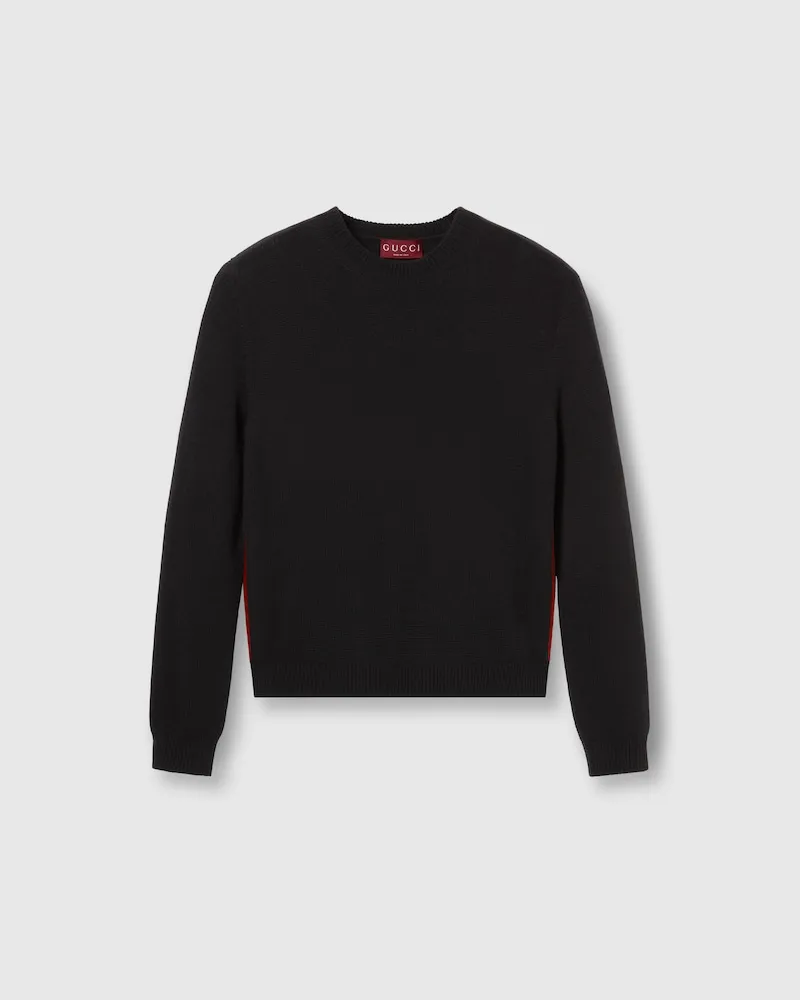 Gucci Pullover aus Kaschmir Mit Web, Größe Schwarz