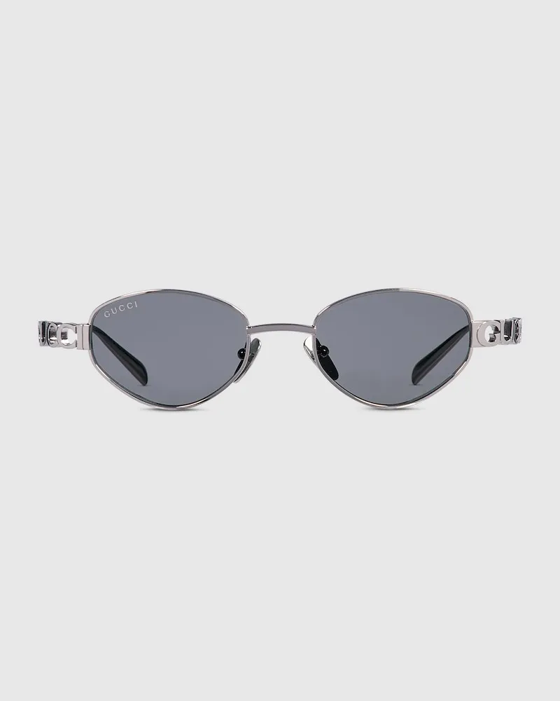 Gucci Sonnenbrille Mit Ovalem Rahmen Silver