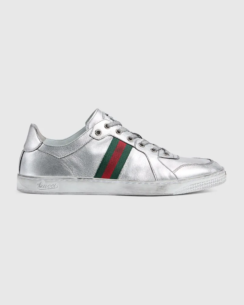 Gucci Stretch Low-Top-Herrensneaker, Größe Silver