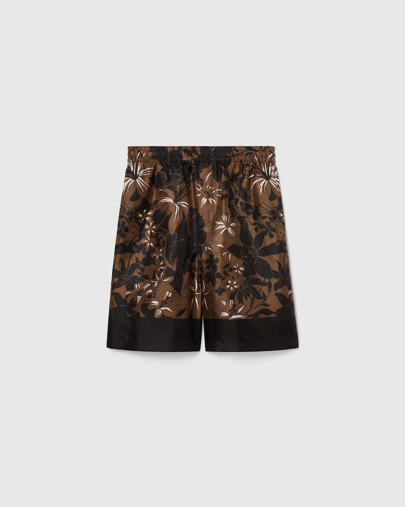 Gucci Shorts aus Seidentwill Mit Print, Größe Braun