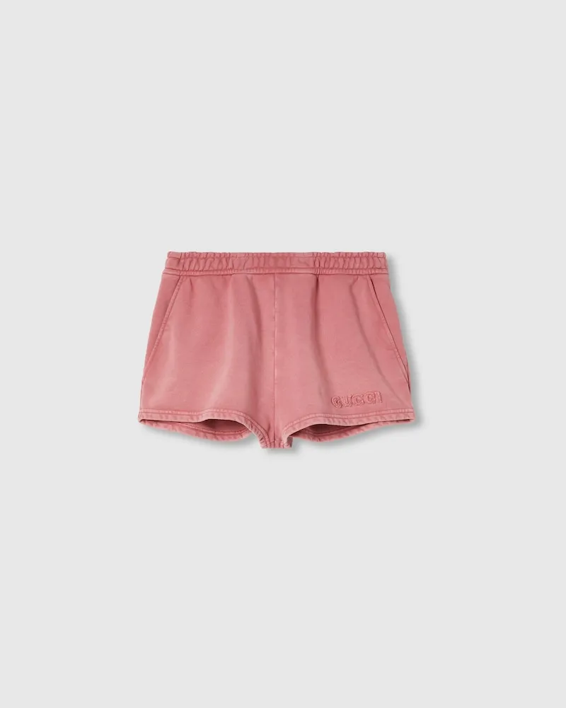 Gucci Shorts aus Baumwolljersey Mit Stickerei, Größe Pink