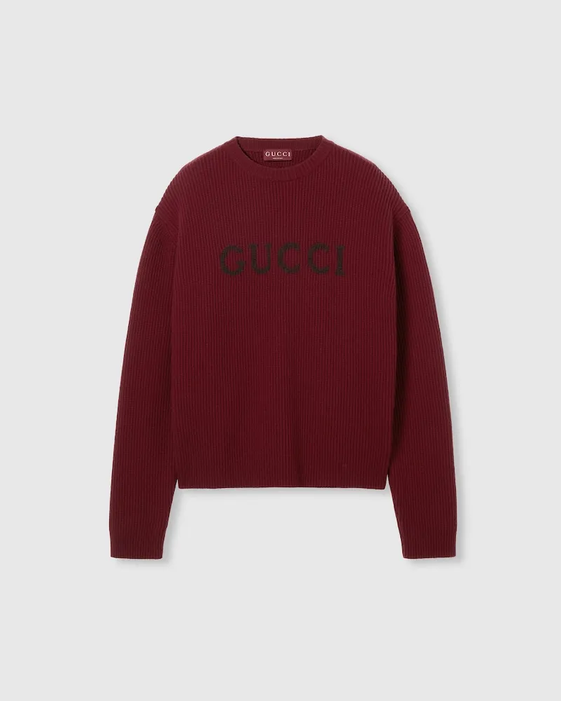 Gucci Pullover aus Woll- Und Kaschmir-Rippstrick, Größe Rot