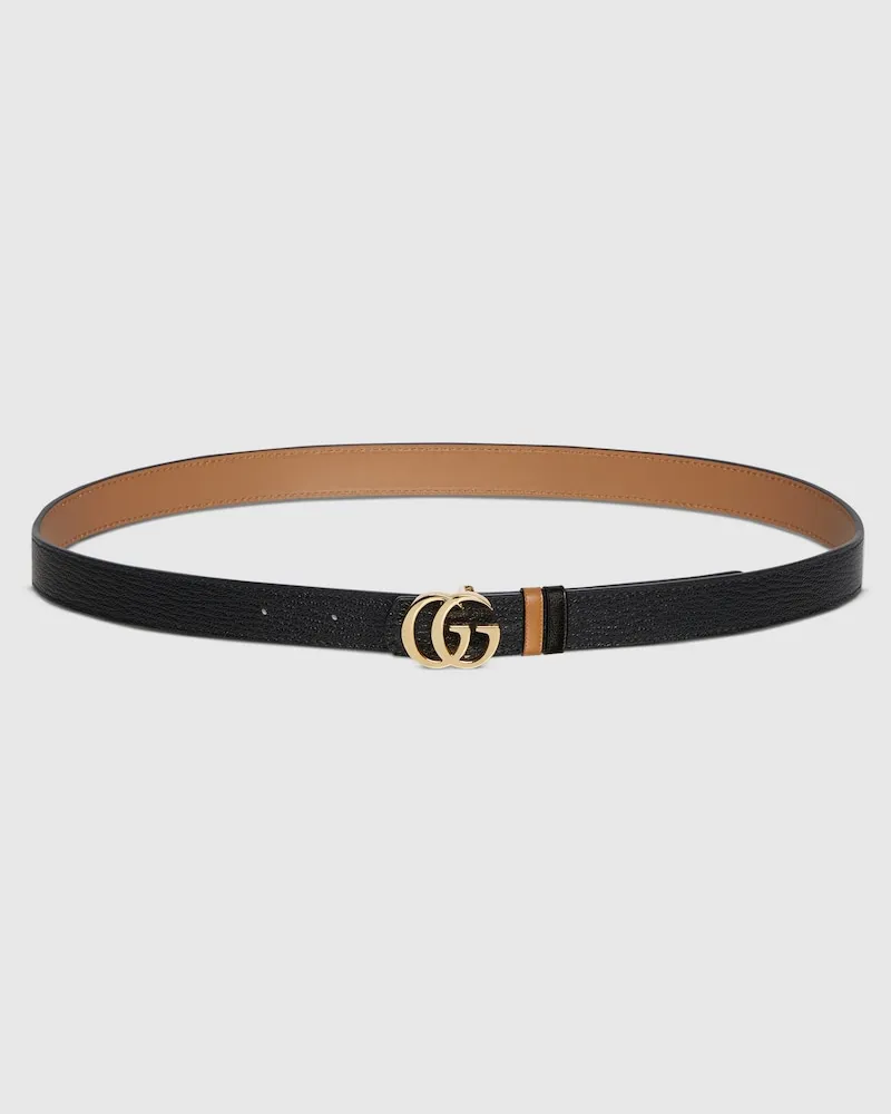 Gucci Schmaler, Wendbarer GG Marmont Gürtel Schwarz