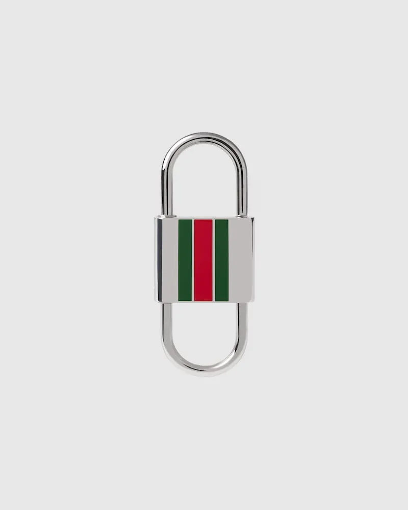Gucci Schlüsselanhänger mit Web Emaille Silver