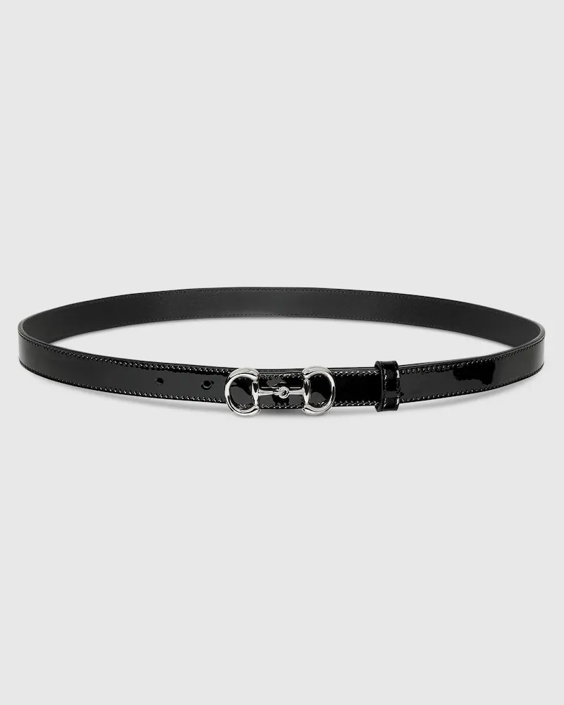 Gucci Schmaler Gürtel mit Horsebit-Schnalle Schwarz