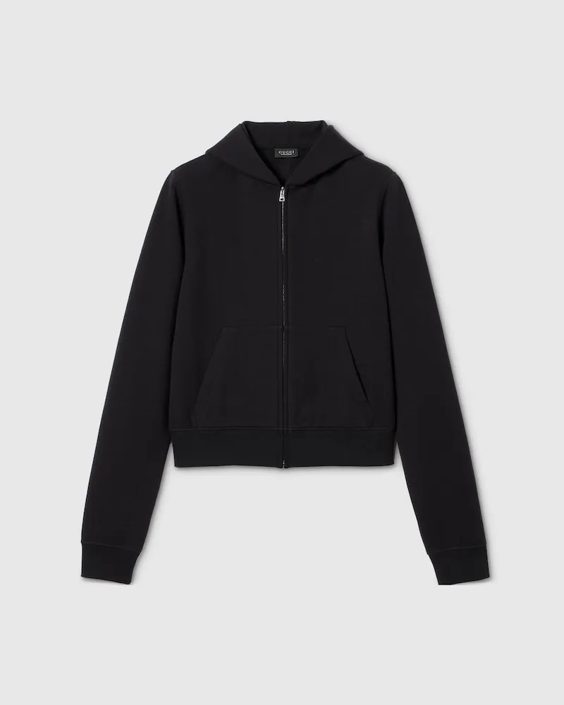 Gucci Jacke aus Baumwolljersey Und Kaschmir Mit RV, Größe Schwarz