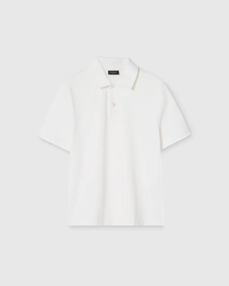 Gucci Poloshirt aus Baumwoll-Piqué Mit Stickerei, Größe Weiß
