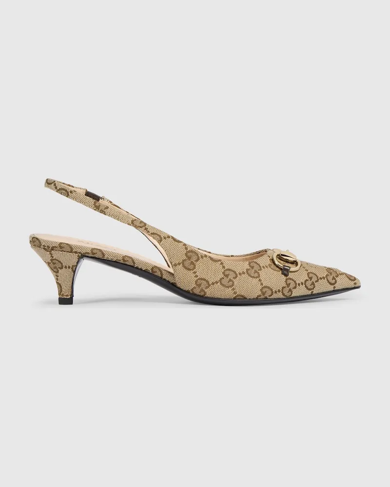 Gucci Damenpumps mit Fersenriemchen Und Horsebit Beige