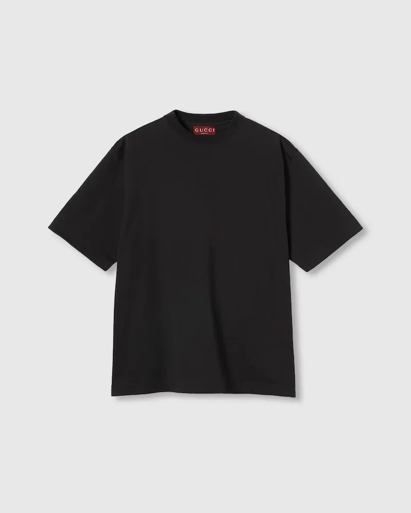 Gucci T-Shirt aus Baumwolljersey Mit Stickerei, Größe Schwarz