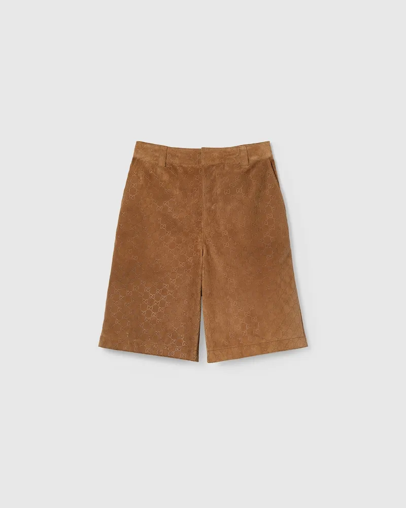 Gucci Shorts aus GG Wildleder, Größe Braun