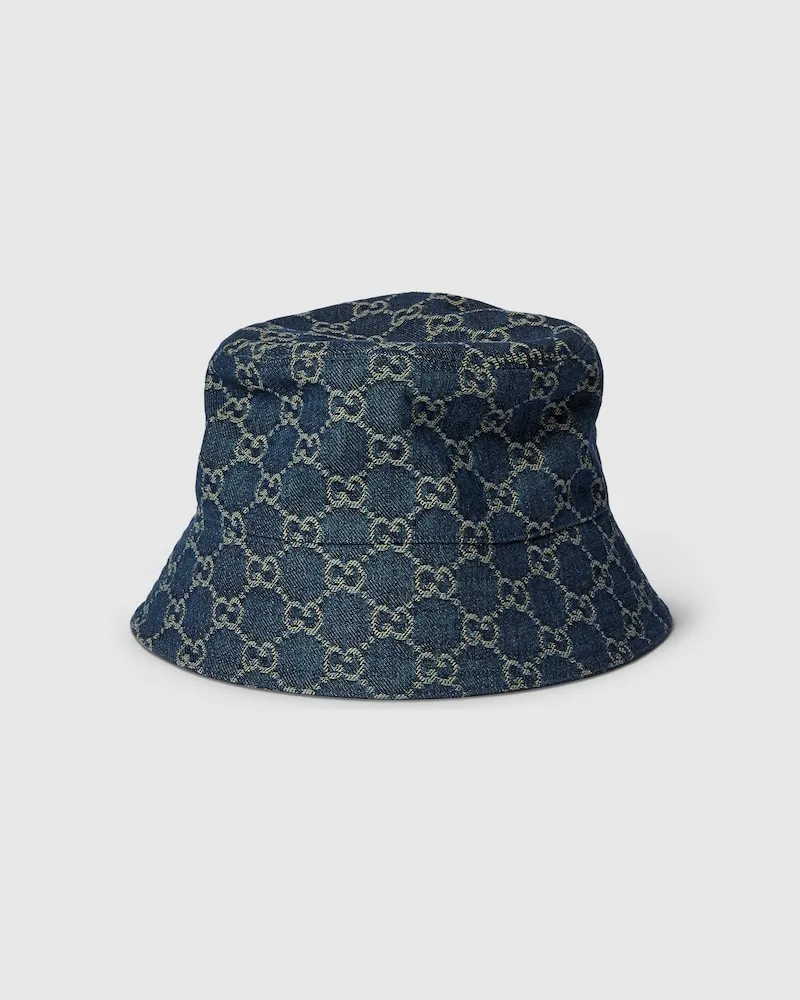 Gucci Fischerhut aus GG Baumwoll-Denim, Größe Blau