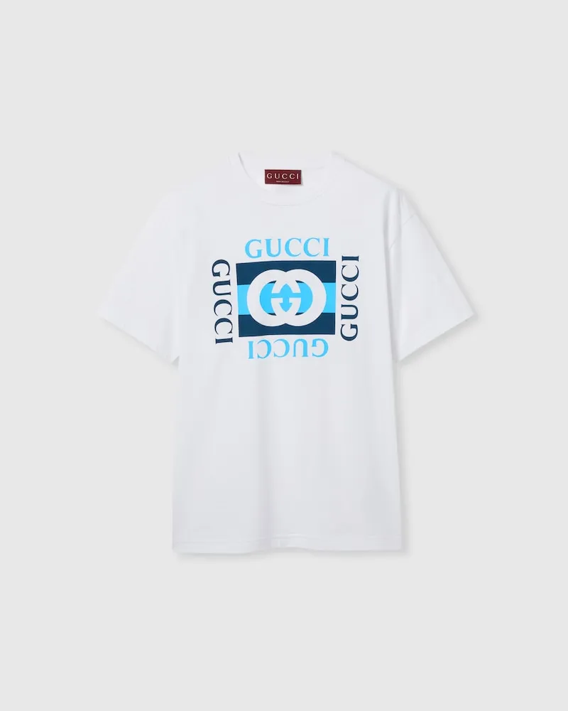 Gucci T-Shirt aus Baumwolljersey Mit Print, Größe Weiß