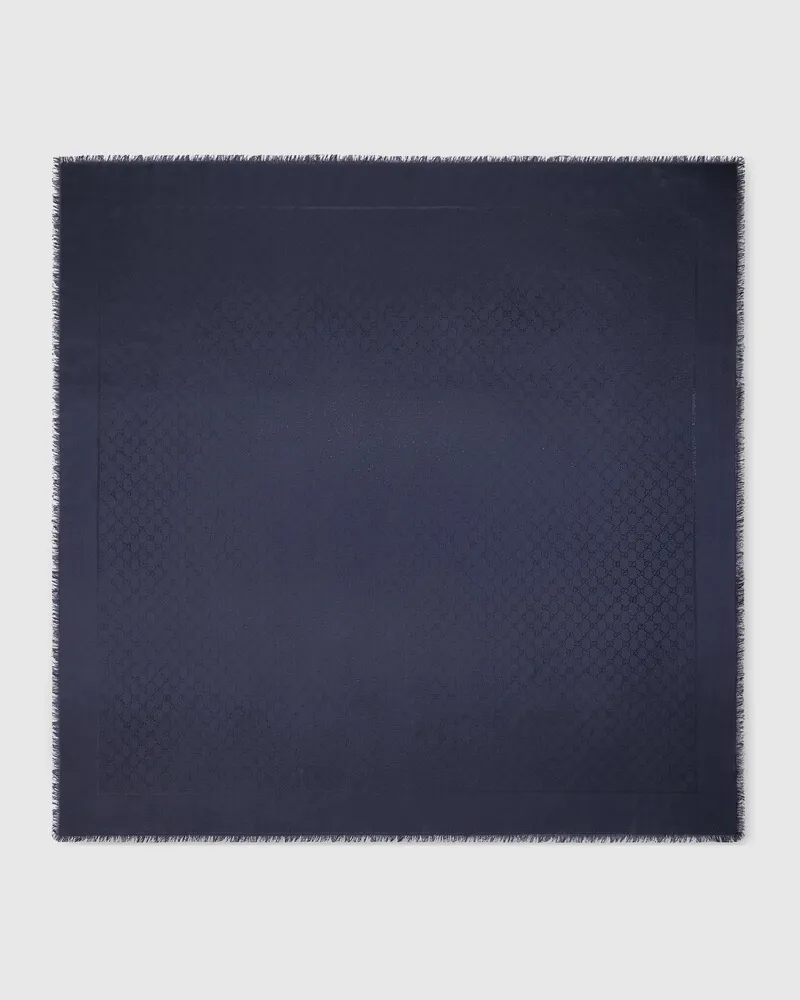 Gucci Châle En Lamé De Soie Et Laine GG Bleu