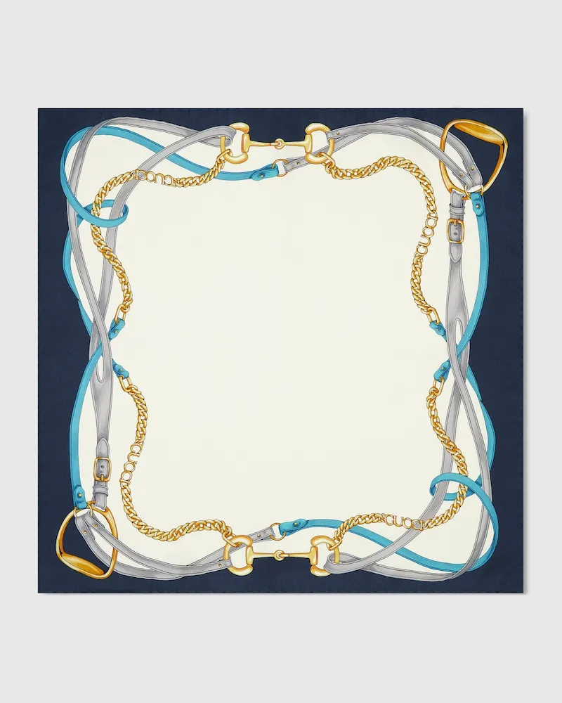 Gucci Vierecktuch aus Seide mit Print Weiß