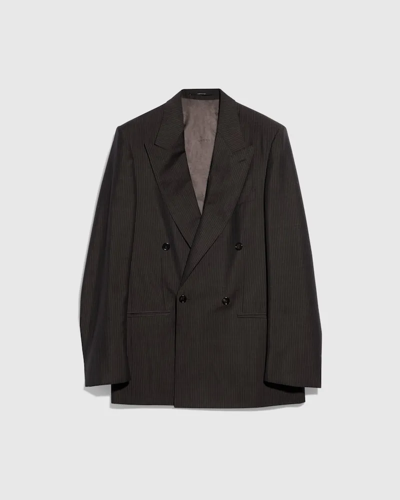 Gucci Jacke aus Wolle Und Mohair mit Nadelstreifen, Größe Braun